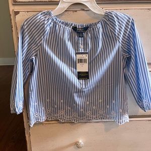 Polo blue and white top